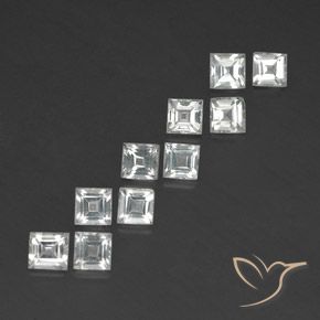 4.41 ctw White Topaz Stones, Natural Topaz in Square Facet Shape for Sale