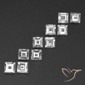 4.02 ctw White Topaz Stones, Natural Topaz in Square Facet Shape for Sale