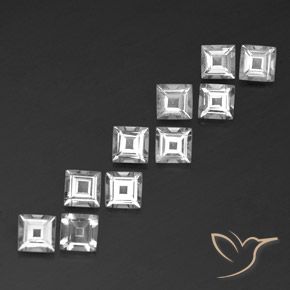 3.81 ctw White Topaz Stones, Natural Topaz in Square Facet Shape for Sale