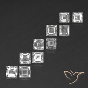 4.21 ctw White Topaz Stones, Natural Topaz in Square Facet Shape for Sale