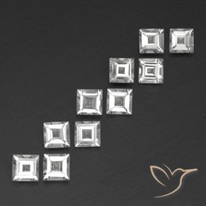 3.78 ctw White Topaz Stones, Natural Topaz in Square Facet Shape for Sale