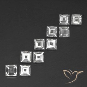 3.99 ctw White Topaz Stones, Natural Topaz in Square Facet Shape for Sale