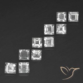 4.92 ctw White Topaz Stones, Natural Topaz in Square Facet Shape for Sale