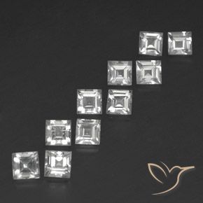 4.67 ctw White Topaz Stones, Natural Topaz in Square Facet Shape for Sale