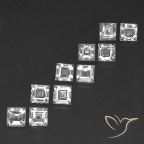 5.19 ctw White Topaz Stones, Natural Topaz in Square Facet Shape for Sale