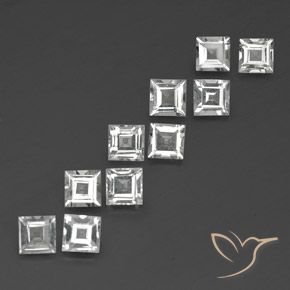 4.12 ctw White Topaz Stones, Natural Topaz in Square Facet Shape for Sale