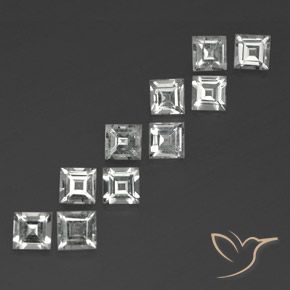 4.09 ctw White Topaz Stones, Natural Topaz in Square Facet Shape for Sale