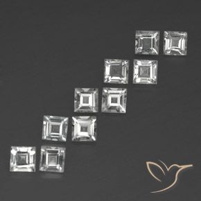 4.17 ctw White Topaz Stones, Natural Topaz in Square Facet Shape for Sale