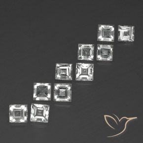 4.22 ctw White Topaz Stones, Natural Topaz in Square Facet Shape for Sale