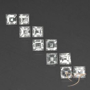 5.05ctw Natural Clear White Topaz, Square, VVS-VS