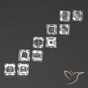 4.57 ctw White Topaz Stones, Natural Topaz in Square Facet Shape for Sale