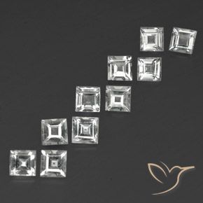 4.26 ctw White Topaz Stones, Natural Topaz in Square Facet Shape for Sale