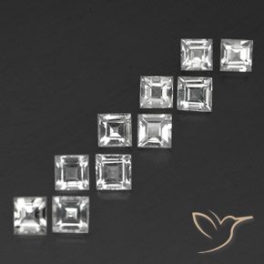 5.27 ctw White Topaz Stones, Natural Topaz in Square Facet Shape for Sale