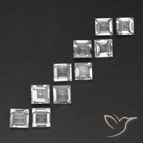 3.87 ctw White Topaz Stones, Natural Topaz in Square Facet Shape for Sale