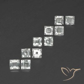 4.00 ctw White Topaz Stones, Natural Topaz in Square Facet Shape for Sale
