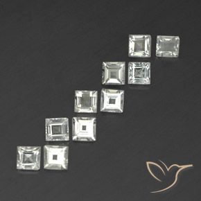 3.88 ctw White Topaz Stones, Natural Topaz in Square Facet Shape for Sale