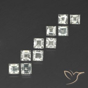 5.07 ctw White Topaz Stones, Natural Topaz in Square Facet Shape for Sale