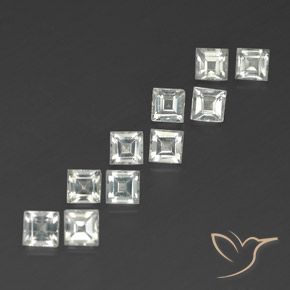 4.88 ctw White Topaz Stones, Natural Topaz in Square Facet Shape for Sale