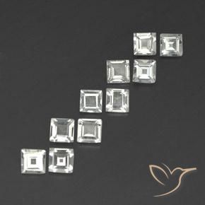 3.62 ctw White Topaz Stones, Natural Topaz in Square Facet Shape for Sale
