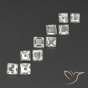 4.51 ctw White Topaz Stones, Natural Topaz in Square Facet Shape for Sale