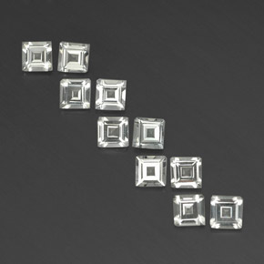 3.43 ct White Topaz Gemstone, Topaz Gem in Square Facet Shape for Sale.