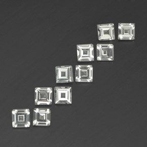 3.43 ct White Topaz Stone, Natural Topaz in Square Facet Shape for Sale