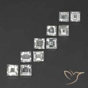 4.80 ctw White Topaz Stones, Natural Topaz in Square Facet Shape for Sale