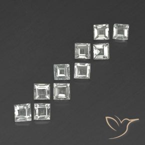 3.86 ctw White Topaz Stones, Natural Topaz in Square Facet Shape for Sale