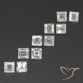 4.40 ctw White Topaz Stones, Natural Topaz in Square Facet Shape for Sale