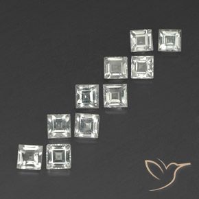 3.91 ctw White Topaz Stones, Natural Topaz in Square Facet Shape for Sale