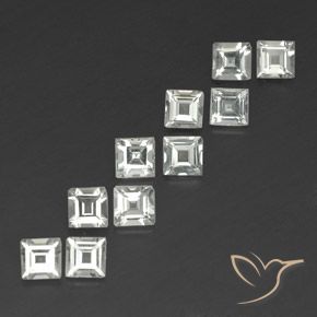3.86 ctw White Topaz Stones, Natural Topaz in Square Facet Shape for Sale