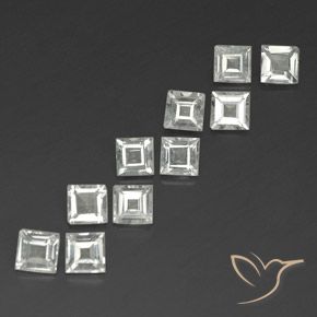 3.90 ctw White Topaz Stones, Natural Topaz in Square Facet Shape for Sale