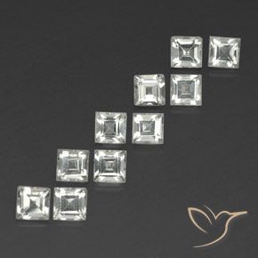 4.59 ctw White Topaz Stones, Natural Topaz in Square Facet Shape for Sale