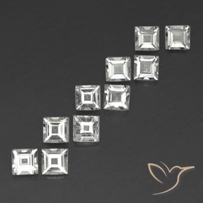 3.96 ctw White Topaz Stones, Natural Topaz in Square Facet Shape for Sale
