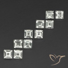 3.86 ctw White Topaz Stones, Natural Topaz in Square Facet Shape for Sale