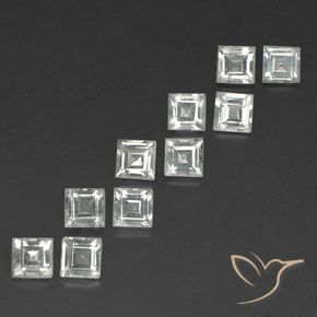 4.04 ctw White Topaz Stones, Natural Topaz in Square Facet Shape for Sale