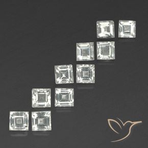 4.61 ctw White Topaz Stones, Natural Topaz in Square Facet Shape for Sale