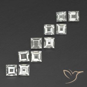 3.84 ctw White Topaz Stones, Natural Topaz in Square Facet Shape for Sale