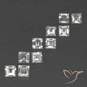 4.20 ctw White Topaz Stones, Natural Topaz in Square Facet Shape for Sale