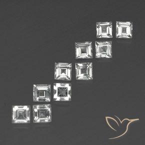 3.99 ctw White Topaz Stones, Natural Topaz in Square Facet Shape for Sale