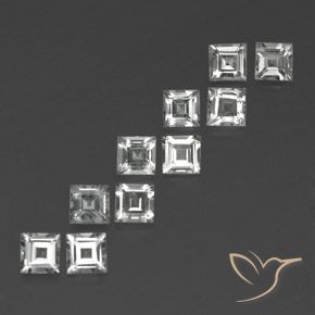 4.12 ctw White Topaz Stones, Natural Topaz in Square Facet Shape for Sale