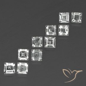 5.06 ctw White Topaz Stones, Natural Topaz in Square Facet Shape for Sale
