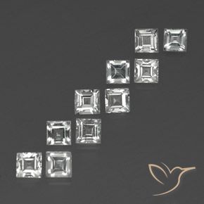 4.29 ctw White Topaz Stones, Natural Topaz in Square Facet Shape for Sale