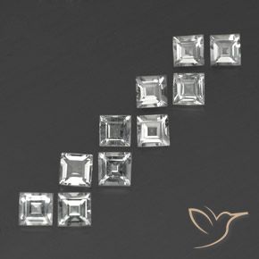 3.97 ctw White Topaz Stones, Natural Topaz in Square Facet Shape for Sale