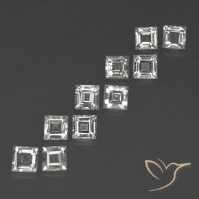 4.17 ctw White Topaz Stones, Natural Topaz in Square Facet Shape for Sale