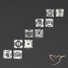 3.82 ctw White Topaz Stones, Natural Topaz in Square Facet Shape for Sale