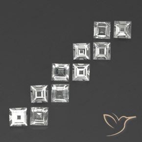 4.09 ctw White Topaz Stones, Natural Topaz in Square Facet Shape for Sale