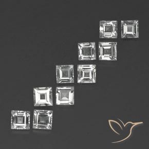 4.16 ctw White Topaz Stones, Natural Topaz in Square Facet Shape for Sale