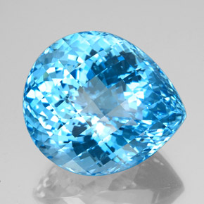156.20 ct Blue Topaz Stone, Natural Topaz in Pear Checkerboard Shape for Sale
