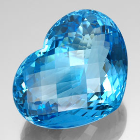 112.15 ct Blue Topaz Gemstone, Topaz Gem in Heart Checkerboard Shape for Sale.